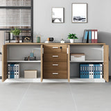 Wooden Horizontal Natural Finish Secure Office Cabinet Image - 3