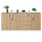 Wooden Horizontal Natural Finish Secure Office Cabinet Image - 5