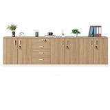 Wooden Horizontal Natural Finish Secure Office Cabinet Image - 8