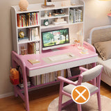 Wooden L-Shaped Bedroom Storage Computer Desk Set with Hutch Image - 18