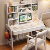 Wooden L-Shaped Bedroom Storage Computer Desk Set with Hutch Image - 19