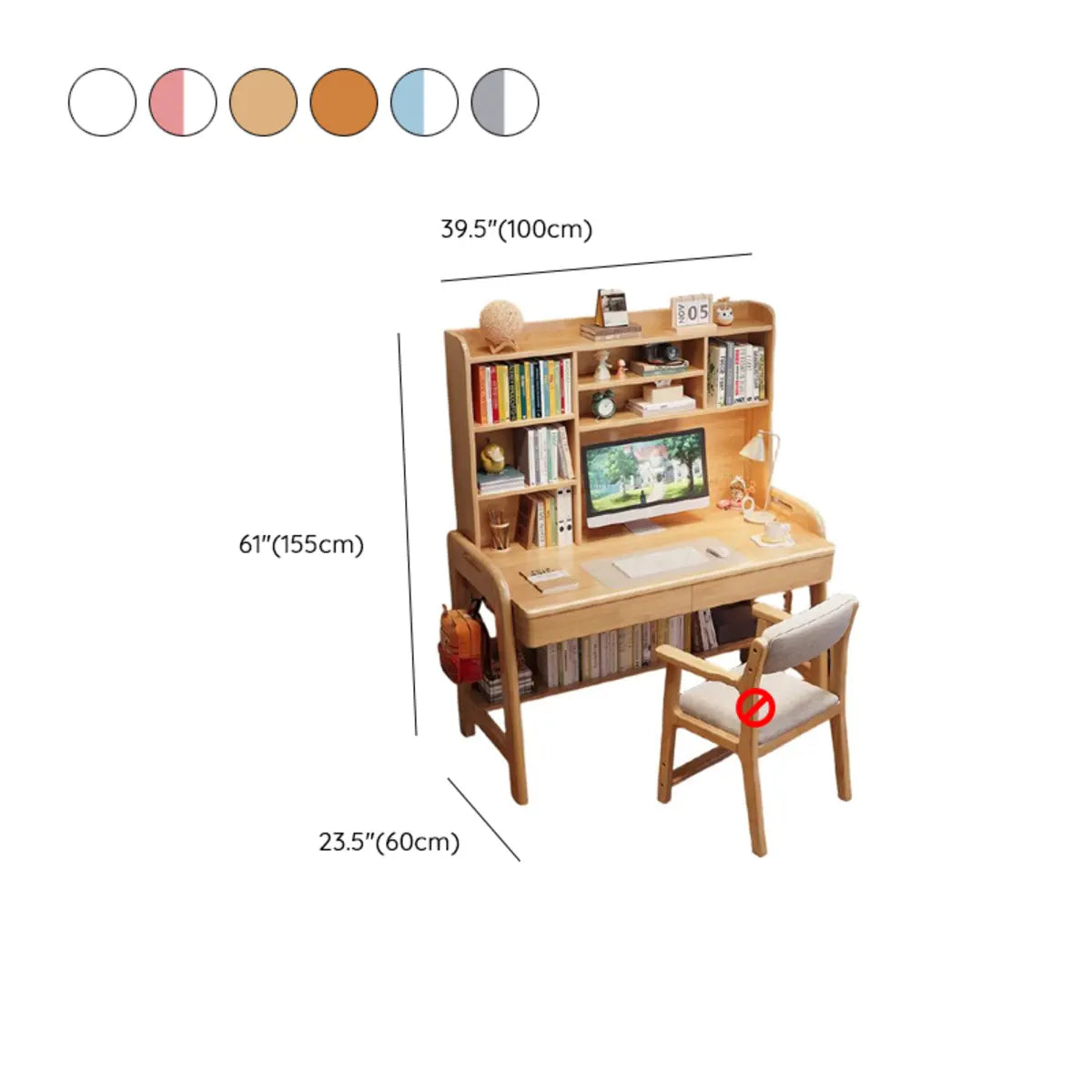 Wooden L-Shaped Bedroom Storage Computer Desk Set with Hutch 