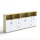 Wooden Lockable Door Natural Office Storage Cabinet Image - 11