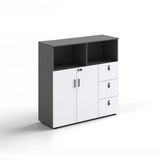 Wooden Lockable Door Natural Office Storage Cabinet Image - 15