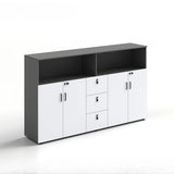 Wooden Lockable Door Natural Office Storage Cabinet Image - 17