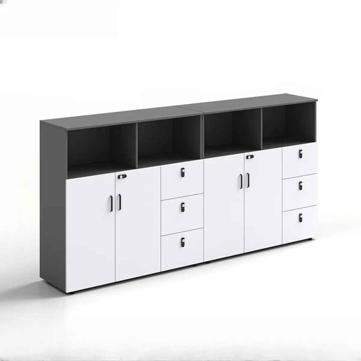 Wooden Lockable Door Natural Office Storage Cabinet Image - 18