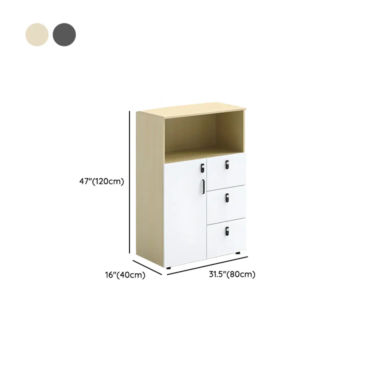 Wooden Lockable Door Natural Office Storage Cabinet 