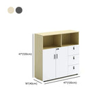 Wooden Lockable Door Natural Office Storage Cabinet Image - 21