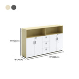 Wooden Lockable Door Natural Office Storage Cabinet Image - 23