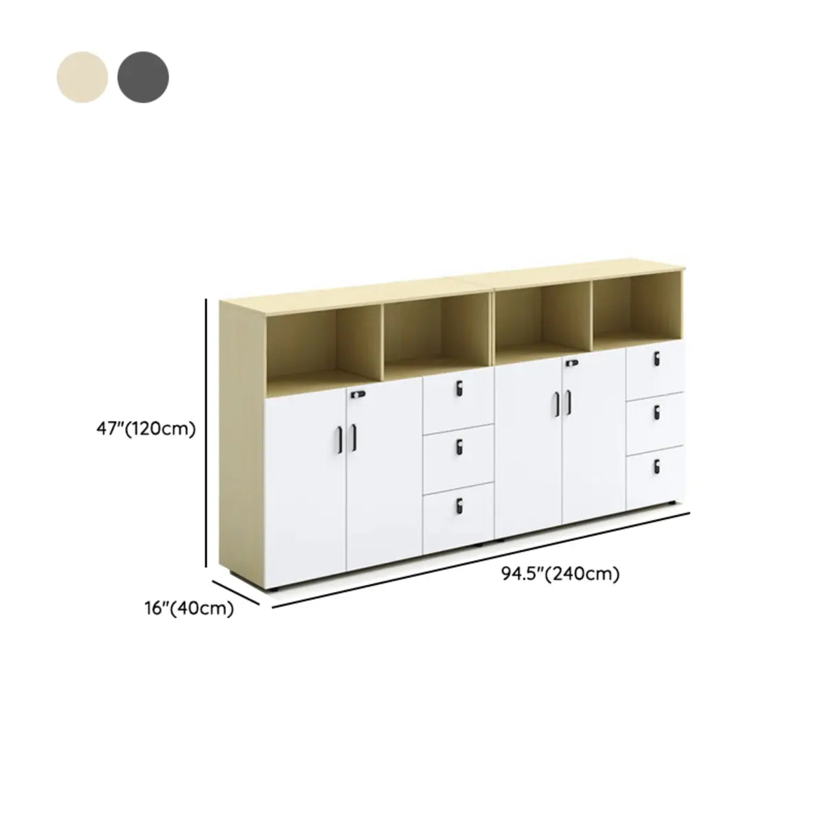 Wooden Lockable Door Natural Office Storage Cabinet Image - 24