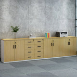 Wooden Lockable Horizontal Natural Office Storage Cabinet Image - 10