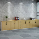 Wooden Lockable Horizontal Natural Office Storage Cabinet Image - 13