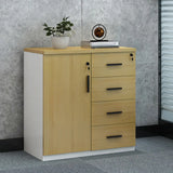 Wooden Lockable Horizontal Natural Office Storage Cabinet Image - 2