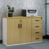 Wooden Lockable Horizontal Natural Office Storage Cabinet Image - 7