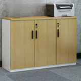 Wooden Lockable Horizontal Natural Office Storage Cabinet Image - 8