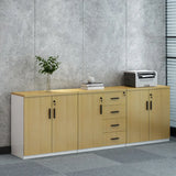 Wooden Lockable Horizontal Natural Office Storage Cabinet Image - 9