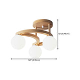 Wooden Moon Glass Globe Semi-Flush Mount Light 3-Light #size