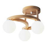 Wooden Moon Glass Globe Semi-Flush Mount Light 3-Light Image - 5