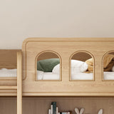 Wooden Natural Bunk Bed with Storage and Cabinet Image - 4