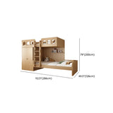 Wooden Natural Bunk Bed with Storage and Cabinet #size