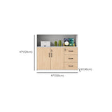 Wooden Natural Finish Lockable Door Office Storage Cabinet Image - 17