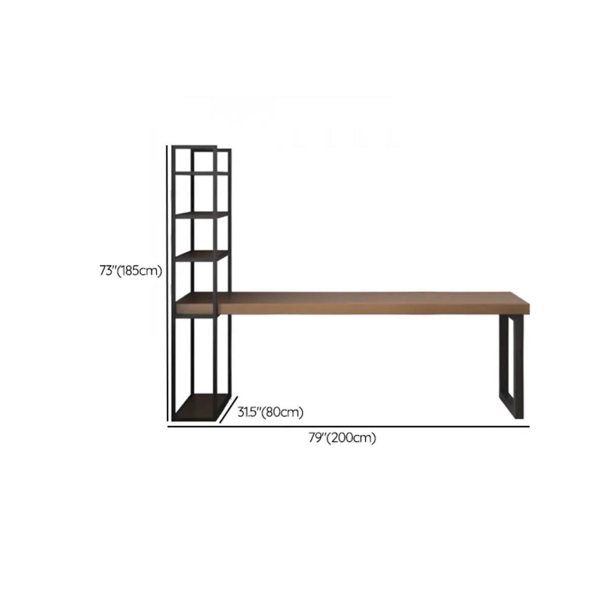 Wooden Rectangle Exterior Shelf Double Computer Desk Image - 30