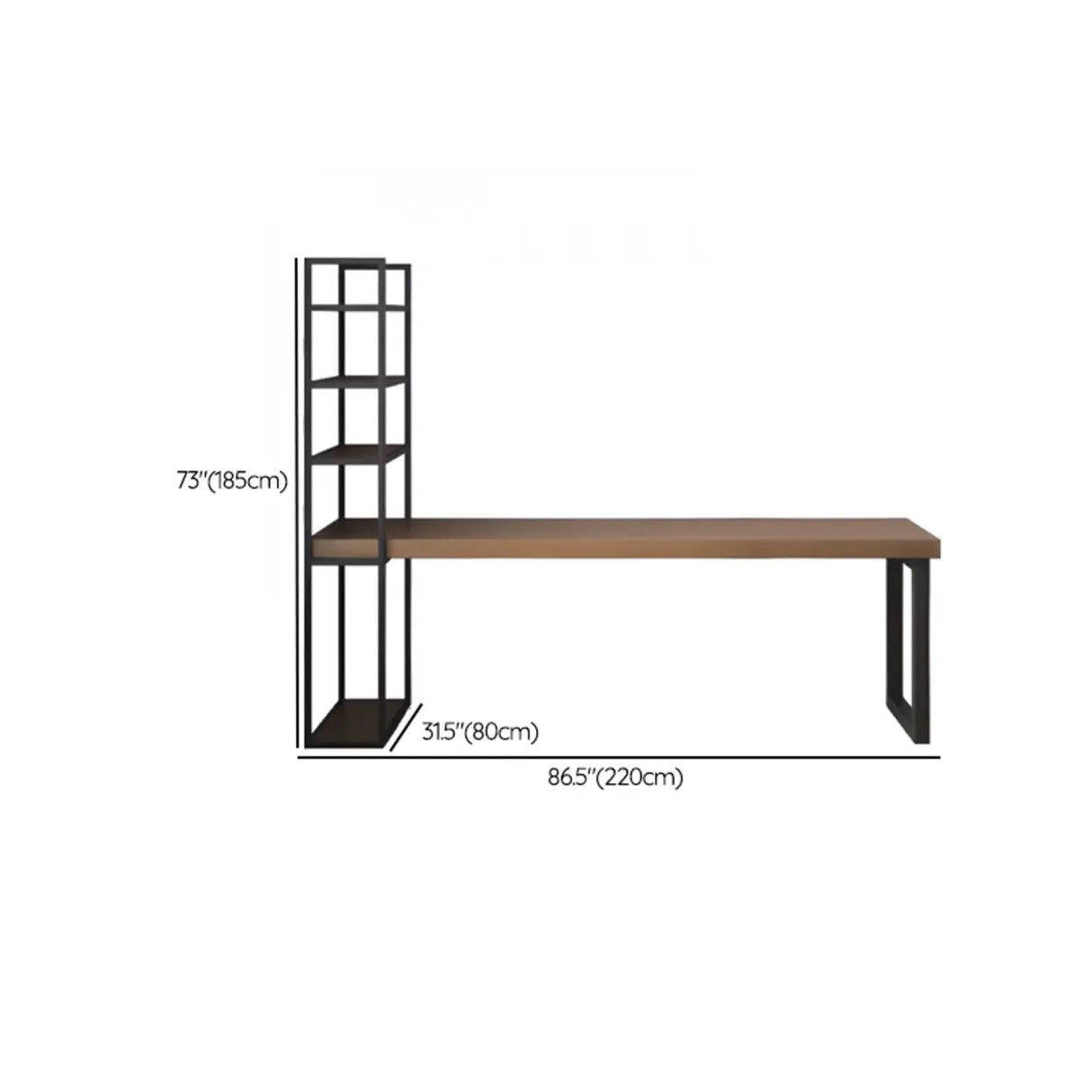 Wooden Rectangle Exterior Shelf Double Computer Desk Image - 31