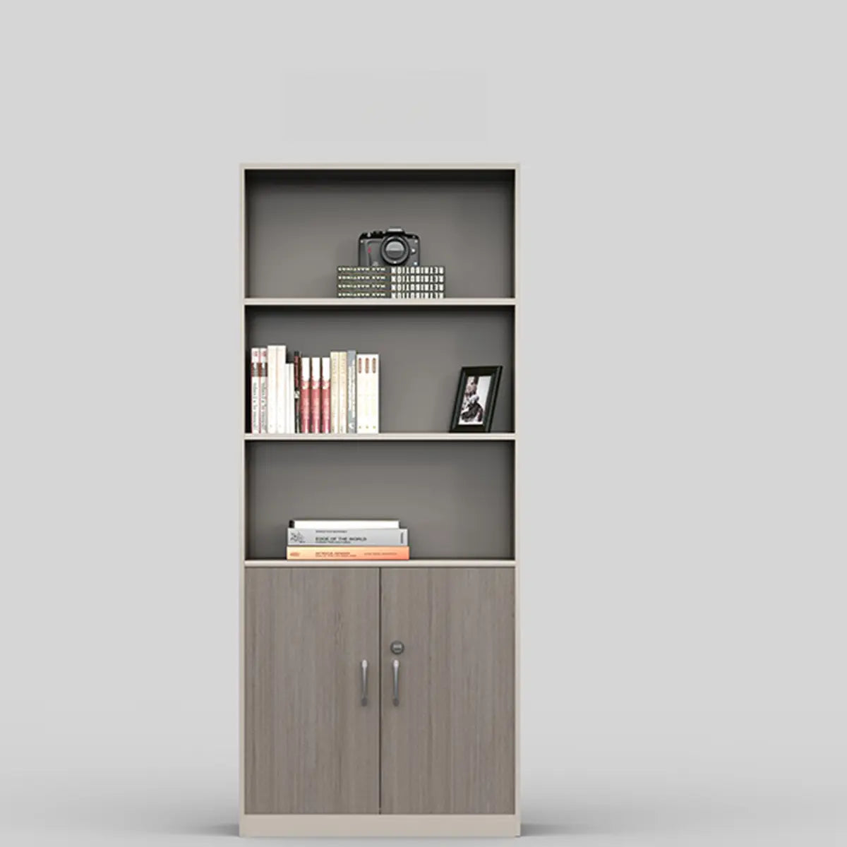 Wooden Rectangular Brown Office Cabinet with Shelves Image - 11