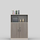 Wooden Rectangular Brown Office Cabinet with Shelves Image - 7