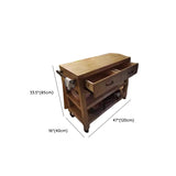 Wooden Rectangular Brown Open Storage Kitchen Island #size