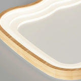 Wooden Rectangular Wave LED Flush Mount Ceiling Light Image - 12