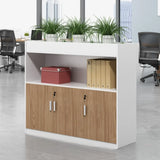 Wooden Rectangular White Plant Storage Office Cabinet Image - 2