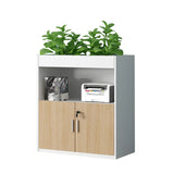 Wooden Rectangular White Plant Storage Office Cabinet Image - 3