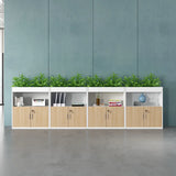 Wooden Rectangular White Plant Storage Office Cabinet Image - 4