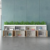 Wooden Rectangular White Plant Storage Office Cabinet Image - 5