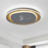 Wooden Round Grass Pattern Square LED Flush Mount Light Image - 7