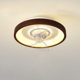 Wooden Round Remote Control Flush Mount Light with Fan  Image - 7