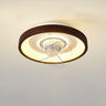 Wooden Round Remote Control Flush Mount Light with Fan  Image - 7