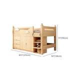 Wooden Storage Loft Bed with Stairs and Guardrail Image - 19