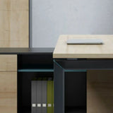 Wooden Storage Shelf Drawers L-Shape Computer Desk Image - 10