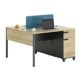 Wooden Storage Shelf Drawers L-Shape Computer Desk Image - 9