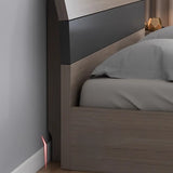 Wooden Untufted Gray Panel Bed Frame with Headboard Image - 6