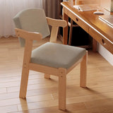 Wooden Upholstered Armrest Dining Chair Light Grey Image - 11