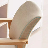 Wooden Upholstered Armrest Dining Chair Light Grey Image - 14