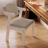 Wooden Upholstered Armrest Dining Chair Light Grey Image - 15