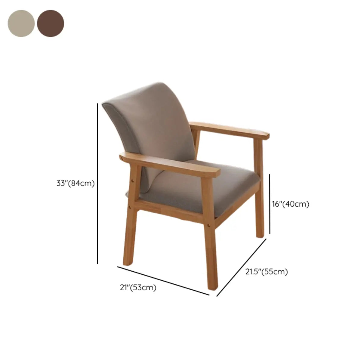 Wooden Upholstered Armrest Dining Chair Light Grey Image - 20