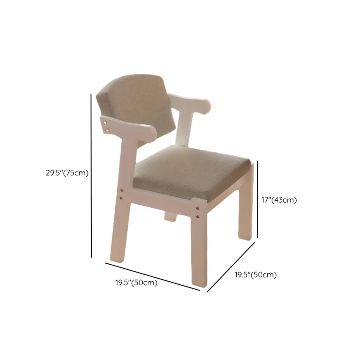 Wooden Upholstered Armrest Dining Chair Light Grey Image - 23