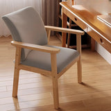 Wooden Upholstered Armrest Dining Chair Light Grey Image - 5