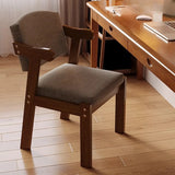 Wooden Upholstered Armrest Dining Chair Light Grey Image - 7