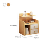 Wooden Walnut 2-Shelf Nightstand with Drawer Storage #size